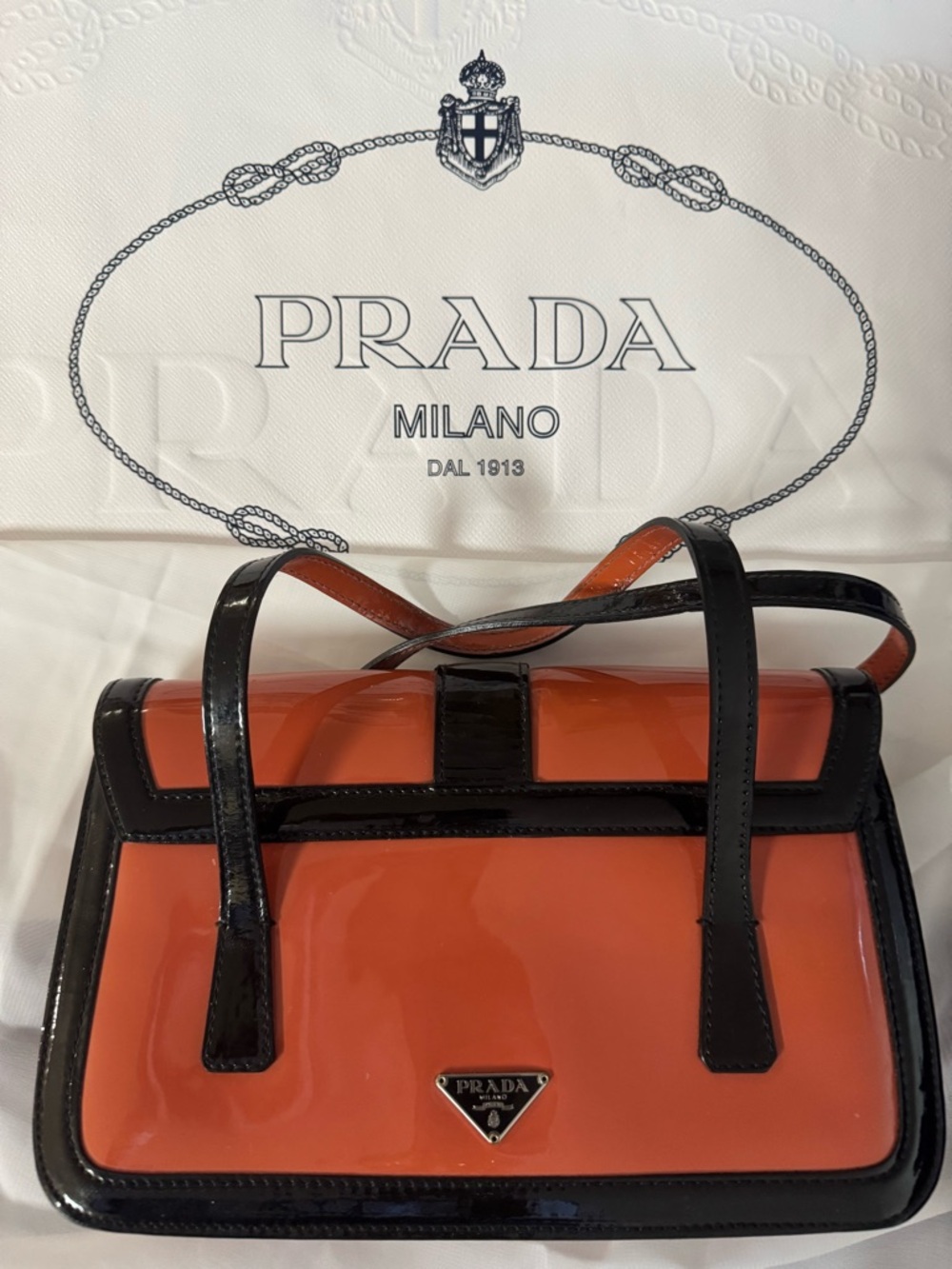 Vintage Prada šÆ% Authentic pinkish hues patent mini Bag with cards, dust bag set - Picture 7 of 17